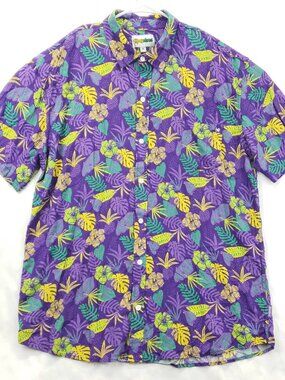 Tipsy Elves Shirt Men 2XL Purple Hawaiian Stretch Short Sleeve Classic Button-Up